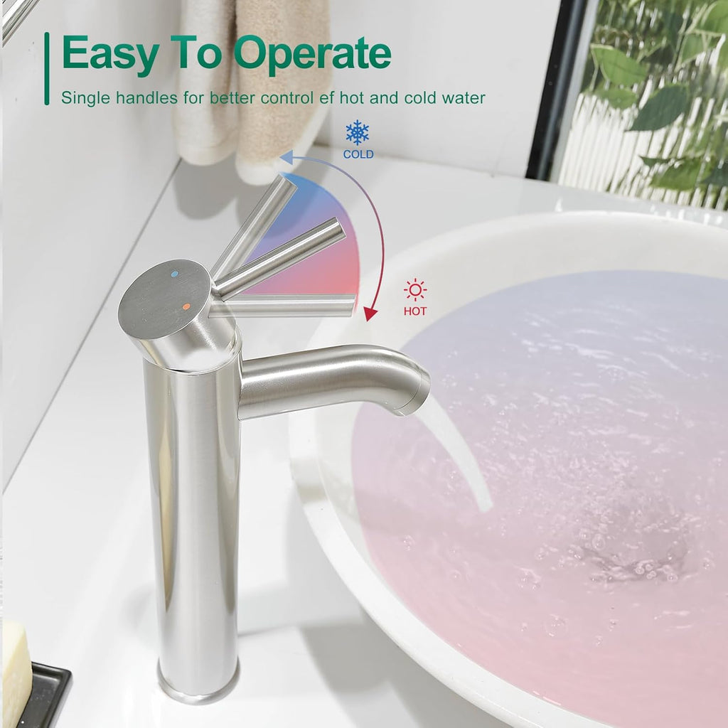 Vessel Sink Faucet Chrome Modern Tall Bathroom Faucets Single Handle One Hole Rv Vanity Lavatory Bathroom Sink Faucet