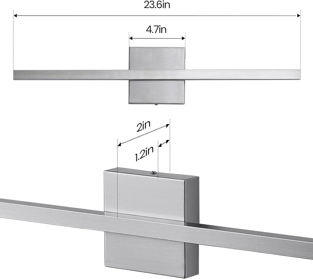 Brushed Nickel Vanity Light - 23.6inch Bathroom Vanity Light Fixture Dimmable 5CCT Modern Bathrooms Sconce 18W LED