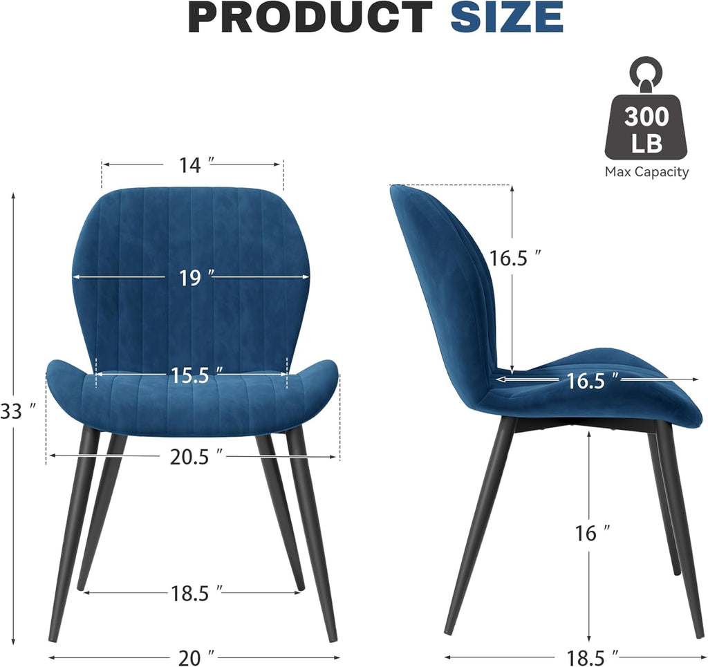 Dining Chairs Set of 4 Modern Velvet Dining Room Chairs Upholstered Dining Chairs with Thick Cushions Metal Legs