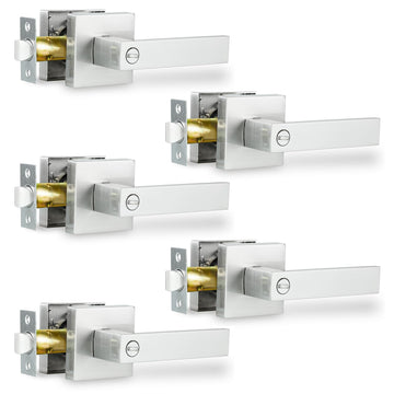Privacy Interior Door Handle, 5 Pack Heavy Duty Door Lever Privacy Door Lock Handle Keyless Door Knobs in Satin
