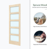 32x84 inch Glass Sliding Barn Door Slab with 5.5ft Hardware Kit Included, 5-Panel Frosted Glass, Spr
