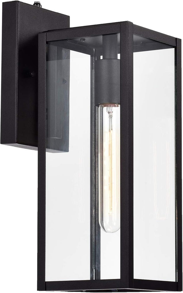 Dusk to Dawn Outdoor Lighting, 14.5 Inch Modern Farmhouse Exterior Wall Sconce with Clear Glass