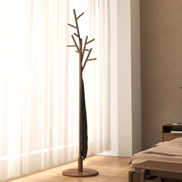 Coat Rack, Solid Wood Coat Rack Freestanding With 12 Hooks, Coat Tree Freestanding Heavy Duty 3 Adjustable Heights