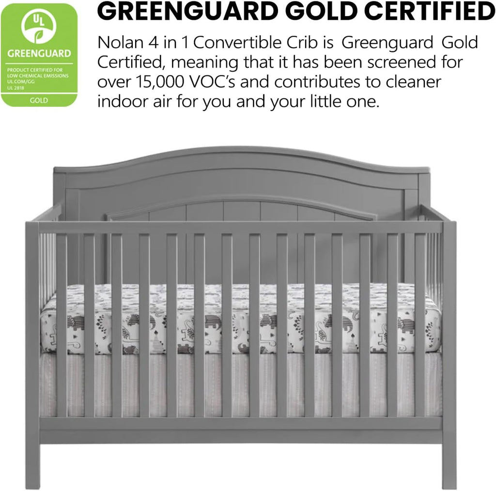 4-in-1 Convertible Crib, Dove Gray, GreenGuard Gold Certified