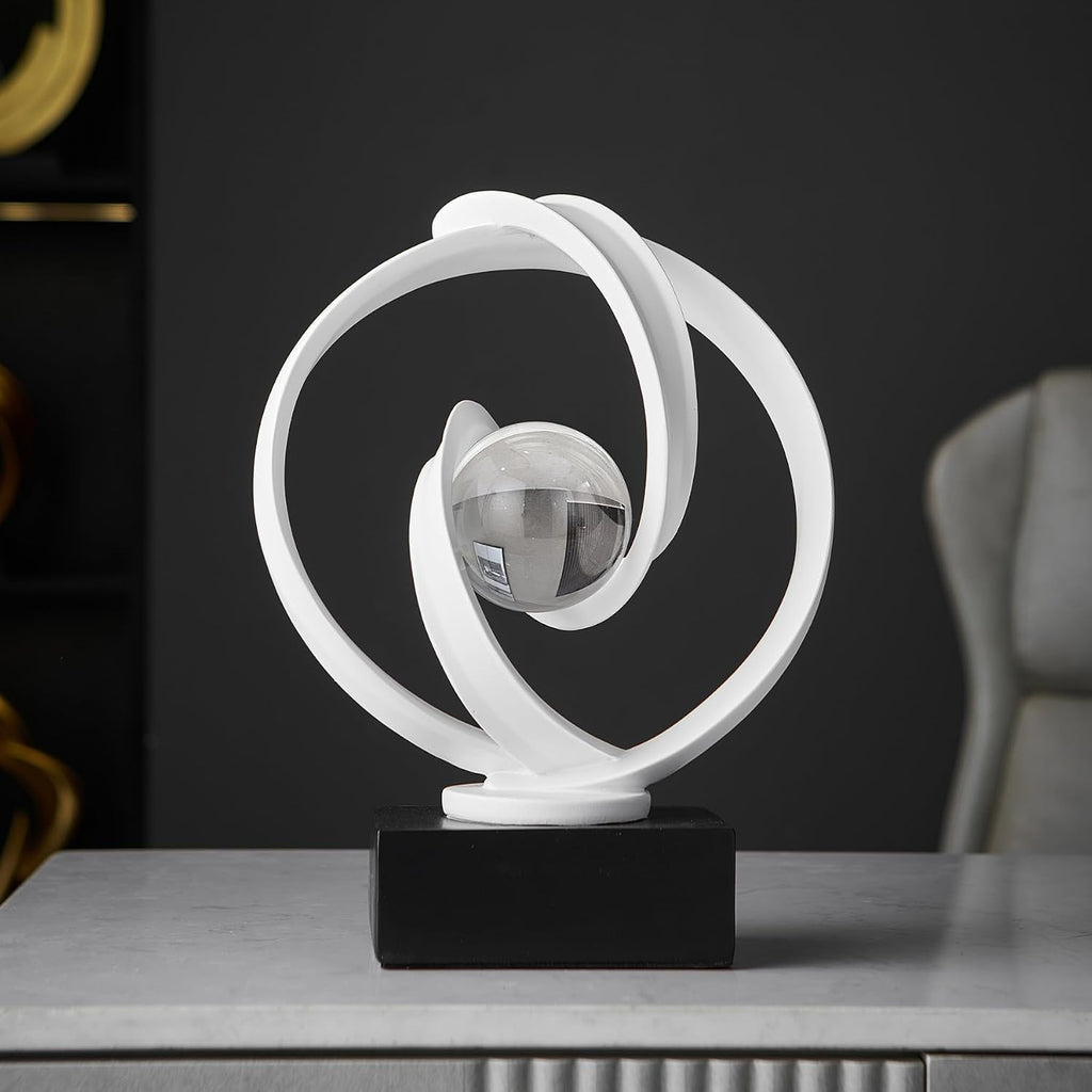 White Statue Decor , Abstract Art Sculptures Home Décor Accents for Coffee Table TV Stand Bookshelf, Resin