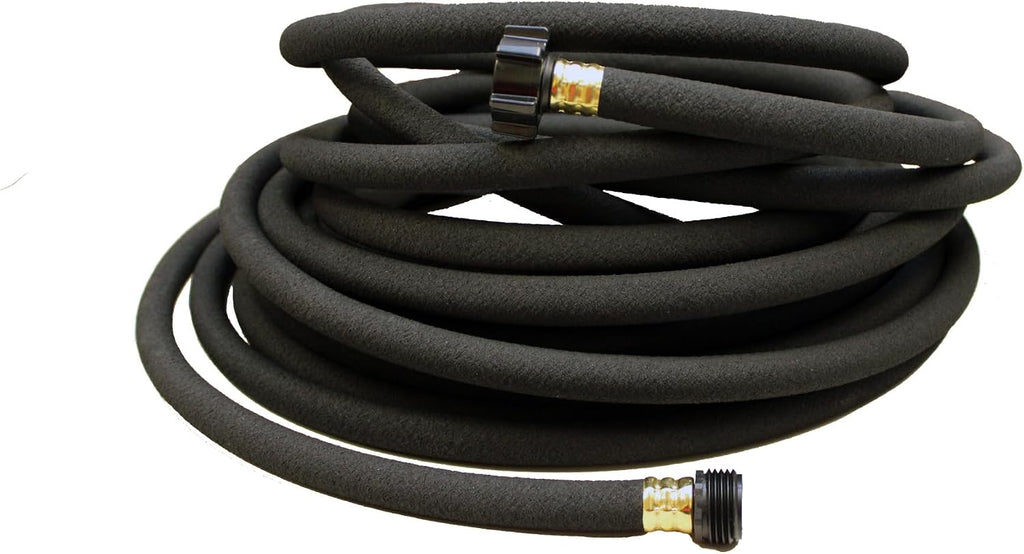 Rain Wizard 50 Gallon Water Collection Barrel & Soaker Hose | Black - Plastic Rain Barrel with Faux Wood Design
