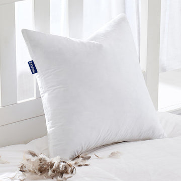 Feather Pillow Insert 22x22, Throw Pillow with Cotton Cover
