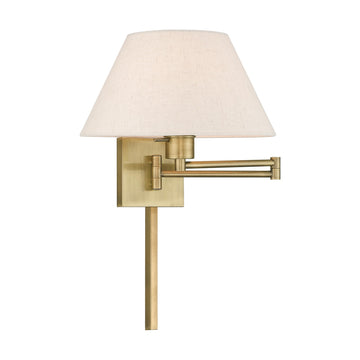 01 1-Light Swing Arm Wall Light, Antique Brass