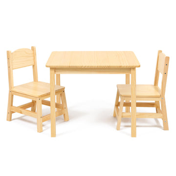 Solid Wood Toddler Table and 2 Chairs Set, Preschool Table