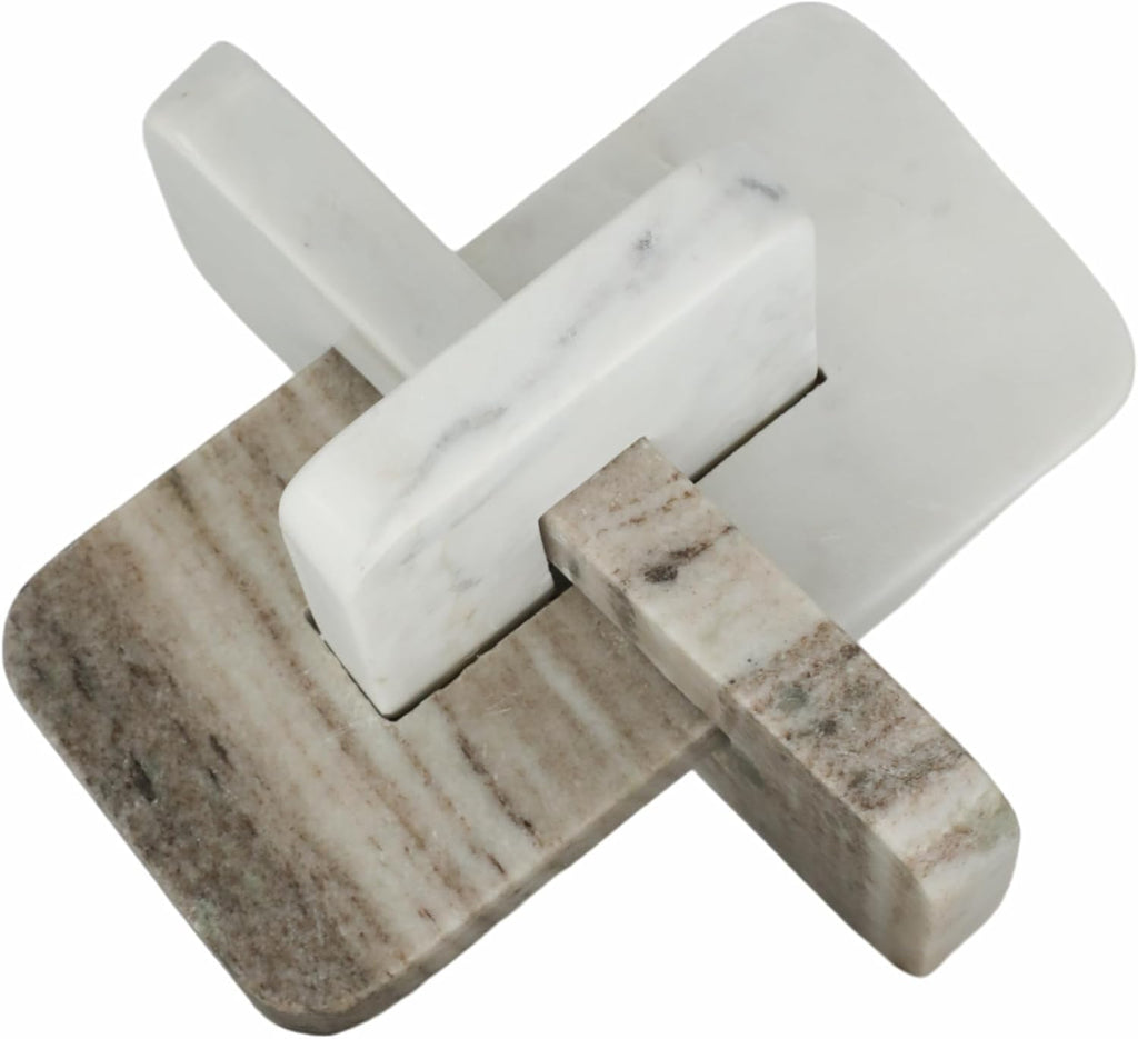 Interlocking Sculpture Decor - Marble Decorative Figurine , Console, or Shelf Accents - Stone Ornament for Coffee