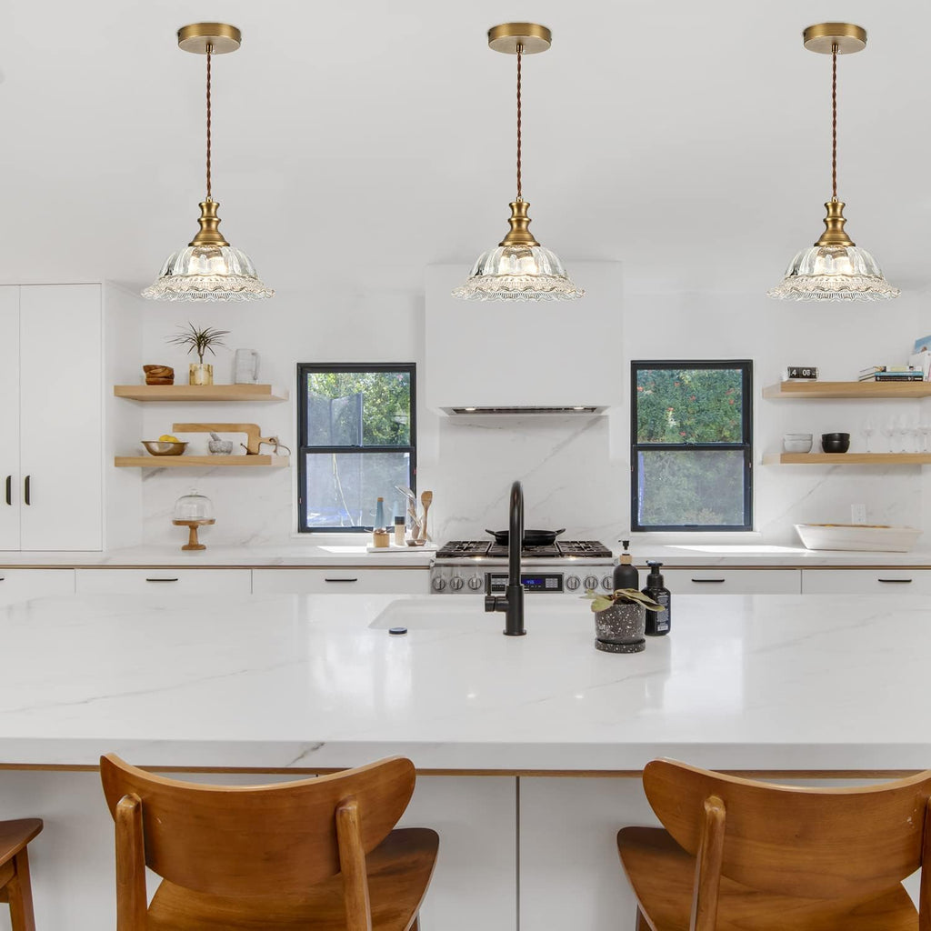 Glass Pendant Lights Modern Pendant Lighting Fixtures Hanging Lamp Brushed Finish Hanging Light Fixture for Kitchen