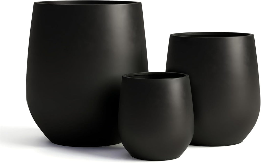 Premium Mt Wilson Tall Tapered Fiberstone Planter for Indoor Outdoor Use, Modern Large Olive Tree Pot with Drainage