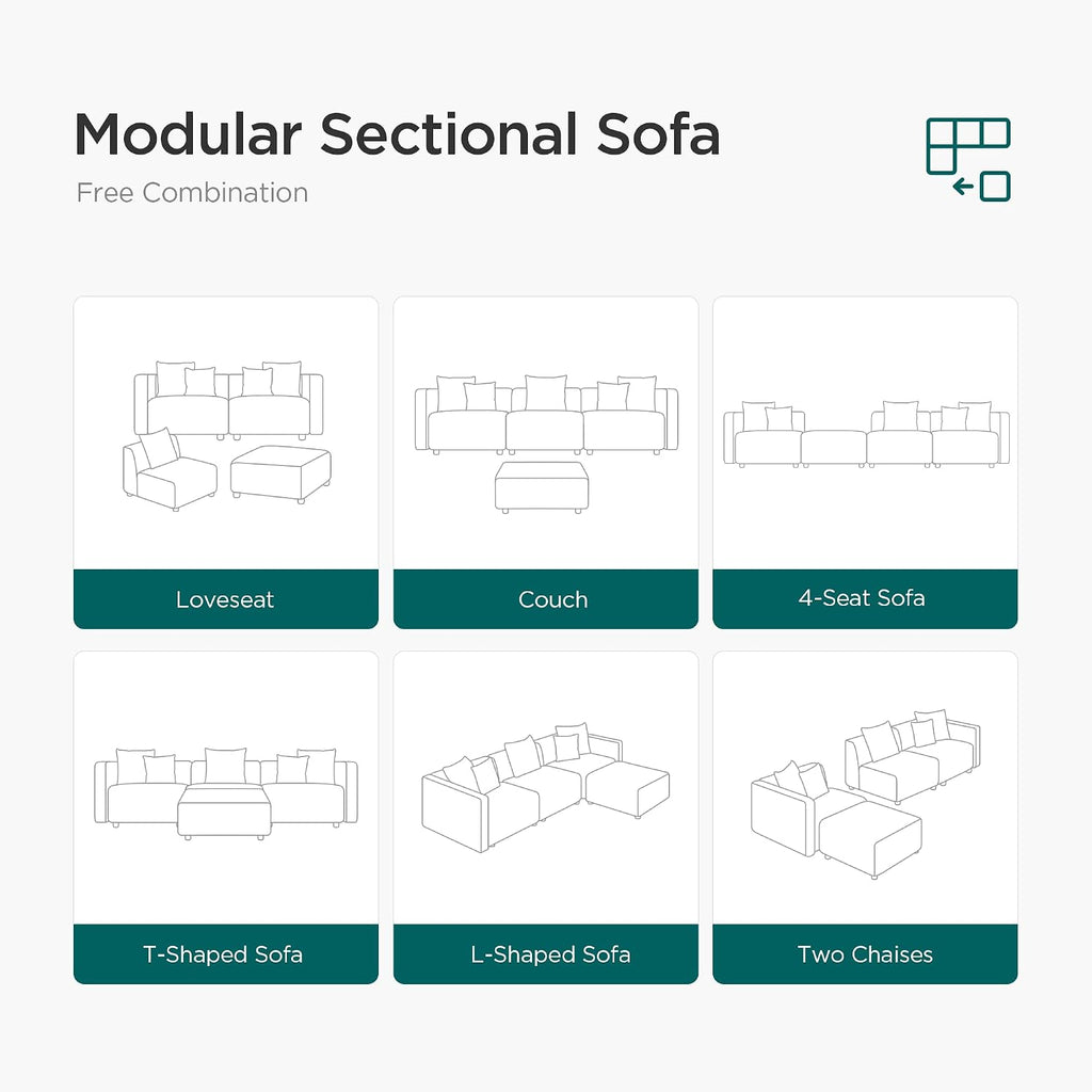 L-Shaped Modular Sectional Sofa with Ottoman, Suedette Dark Grey | Reversible Couch, Larch Wood Frame, Low-Back Design