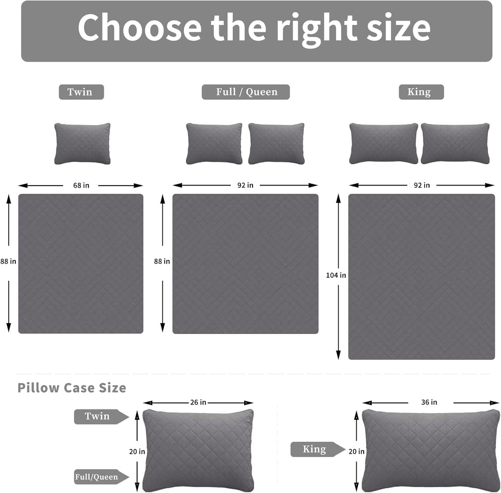 Reversible Quilt Set with 1 Quilt and 2 Pillow Shams, Soft Bed Quilt Cover, Lightweight Microfiber