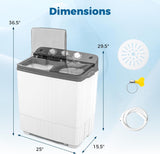 Portable Washing Machine, Twin Tub 20Lbs Capacity, Compact Laundry Washer(12Lbs) and Spinner(8Lbs), Durable Design for
