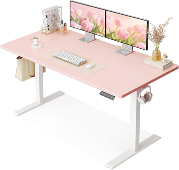 48" Pink Electric Standing Desk Height Adjustable