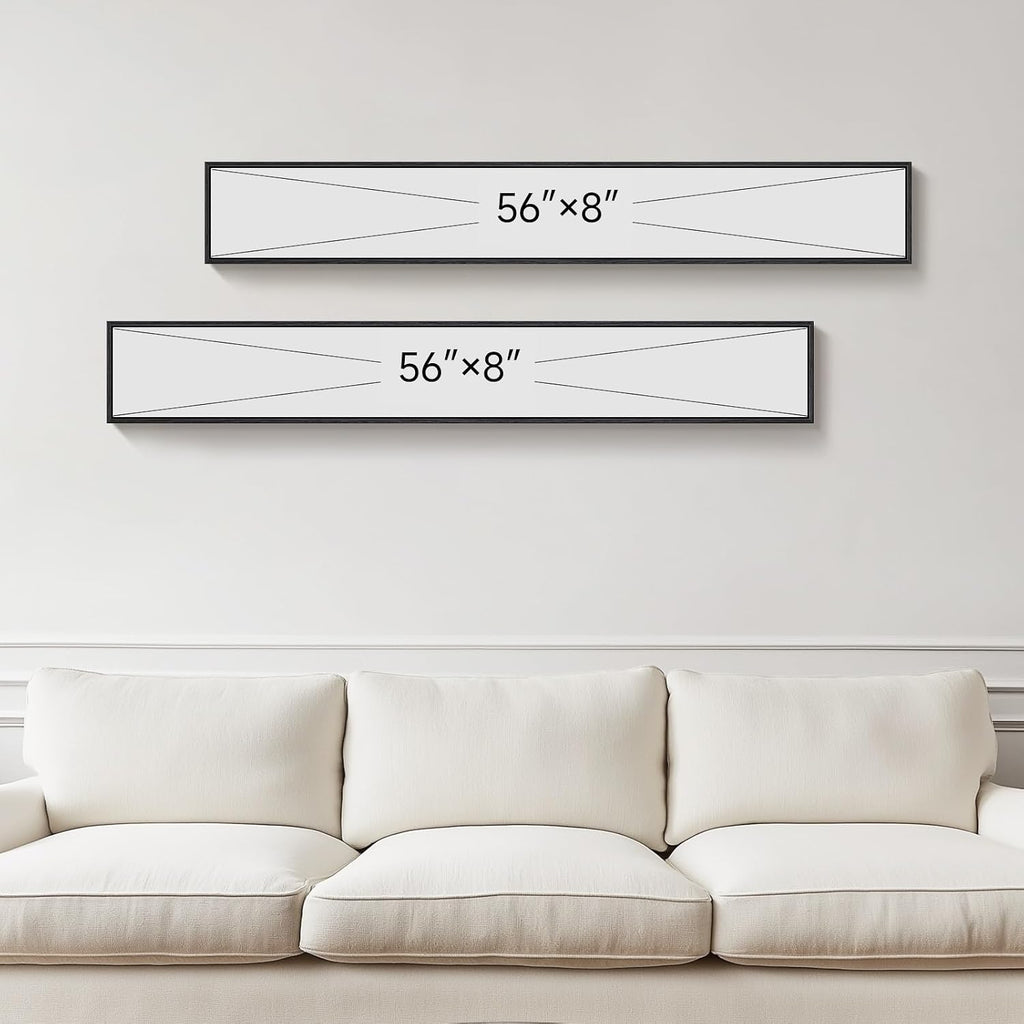 Framed Long Narrow Vertical Abstract Wall Art Set, 2 Piece Black White Gold Luxury Modern Canvas Prints Paintings