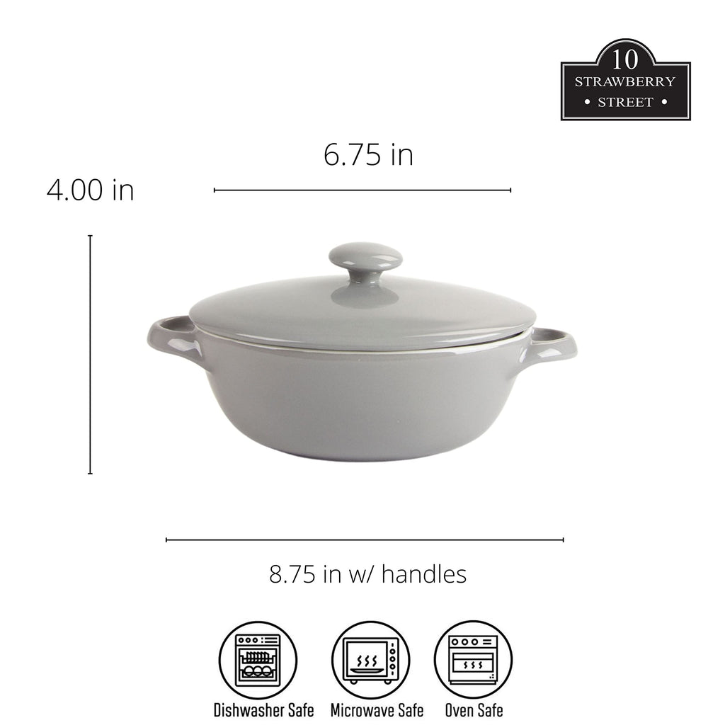Sienna Covered Casserole 10" and 7" Bakeware Set, Gray