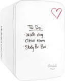 Vibe Mini Fridge for Bedroom - With Cool Front Magnetic Whiteboard - 15L Portable Small Refrigerator for Travel, Car &