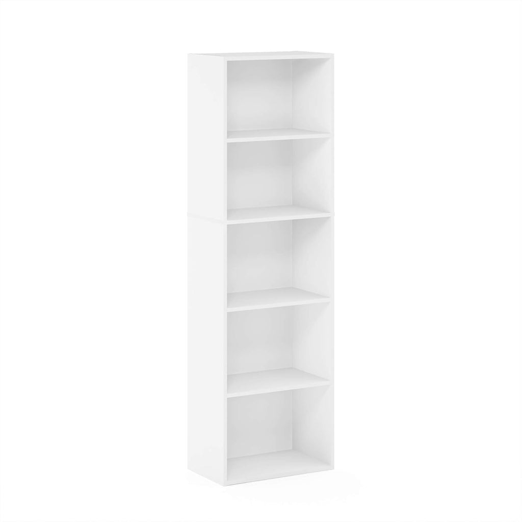 LUDER Book Shelf, 5-Tier Bookshelf, Bookcase with Open Shelves, 9.4 x 15.8 x 52, Easy Assembly, White