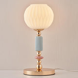 Modern Milk White Glass Table Lamp Bedside Nightstand Lamp Metal Desk Light with Plug Cord Switch Li