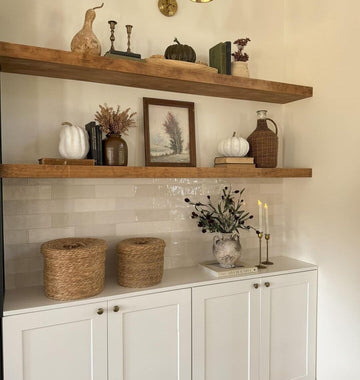36 Inches Long Walnut Floating Shelves | Rustic Solid Wood Farmhouse Wall Shelves with Invisible Brackets Set of 2