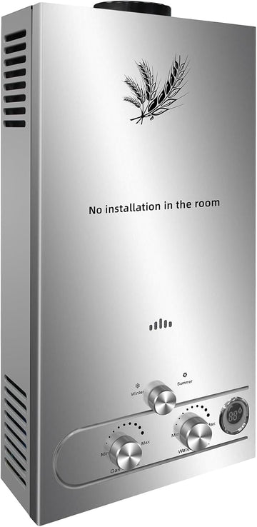 Tankless Water Heater Propane Gas, Outdoor Portable Hot Water Heater Instant Water with Digital Temperature Display