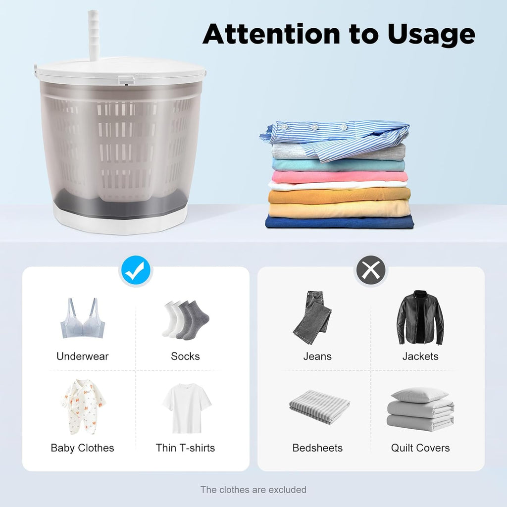 Hand Crank Washing Machine, 2 in 1 Non-Electric Washer Manual Traveling Outdoor Washing Machine Grey Mini Compact