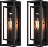 18" Classic Outdoor Wall Sconce 1 Light in Matte Black Rectangular Metal Frame and Clear Glass Shade Waterproof Porch