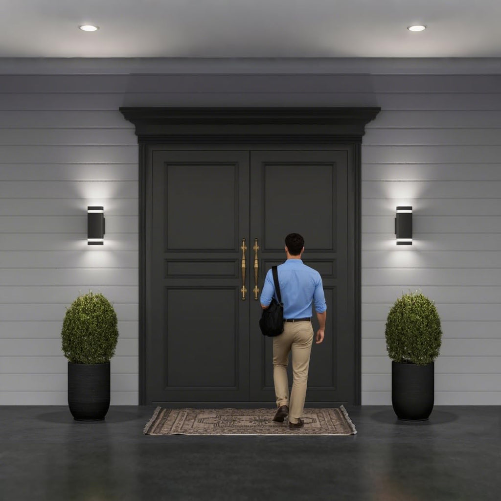 Porch Lights Outdoor Dusk to Dawn, Aluminum Outdoor Wall Light Fixture 6000K