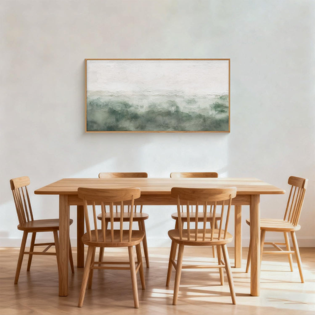 Large Abstract Grey Green Framed Canvas Wall Art,Watercolor Neutral White Wall Decor,Modern Pastel Wall