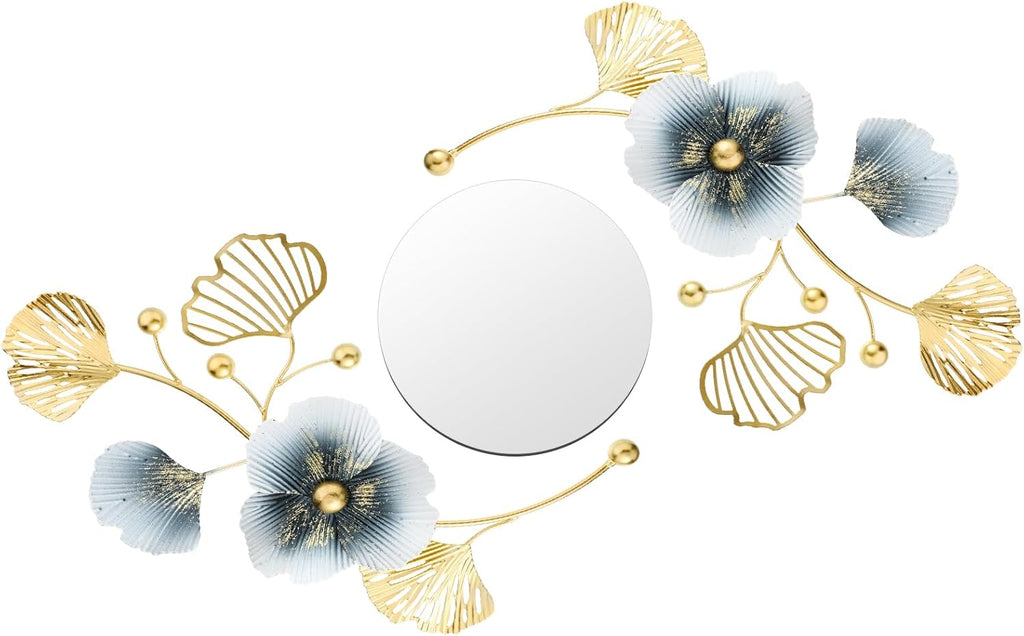 3 Pcs Metal Decorative Wall Mirrors Metal Ginkgo Leaf Mirror Modern Creative Wall Decor Art Hanging Decor Mirror for