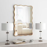 Wall Mirror Decorative, Antique Mirror Gold Wavy Mirrors 20x30” Irregular Mirrors Asymmetrical Ripple Wall Mirrors
