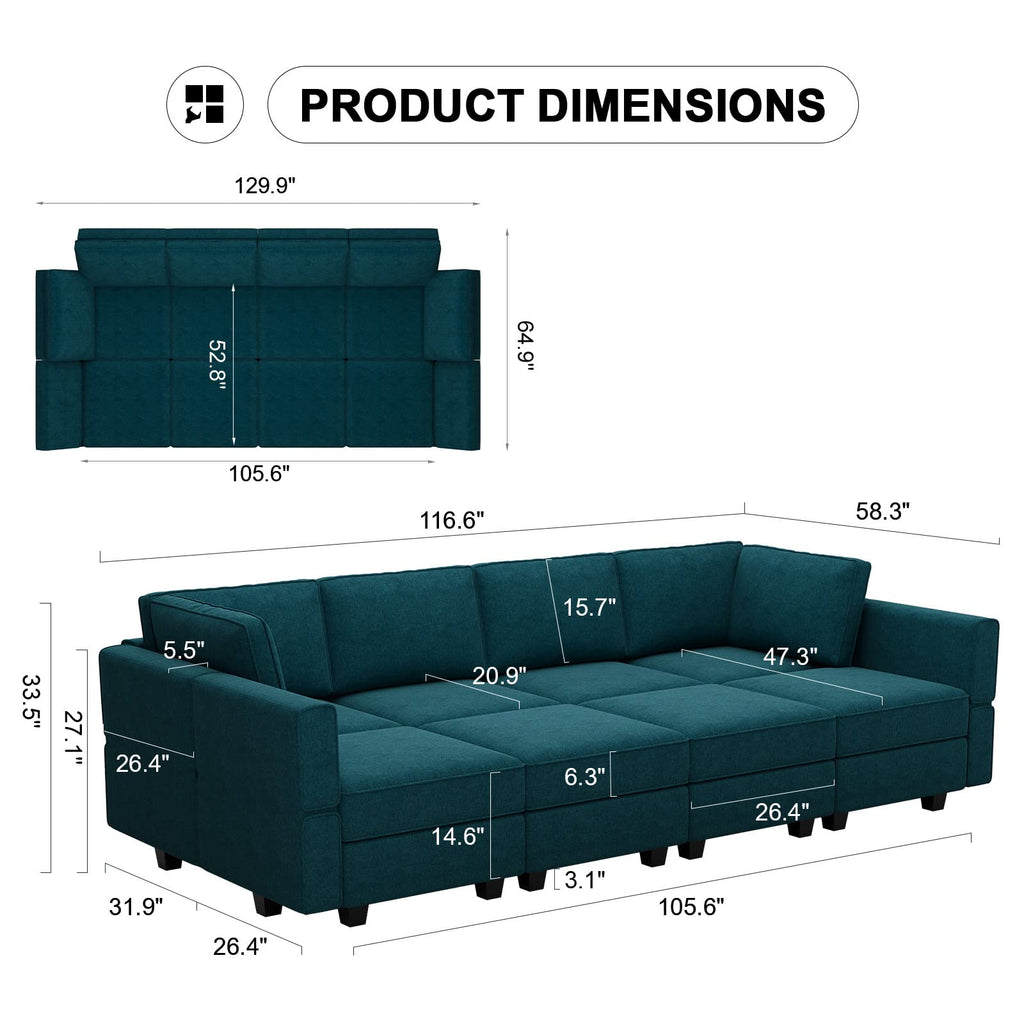 Modular Sectional Sleeper Sofa Bed Convertible Sectional Couches . Peacock Blue Couch
