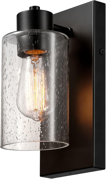 Electric 60000129 1-Light Outdoor Wall Sconce, Dark Bronze, Clear Seeded Glass