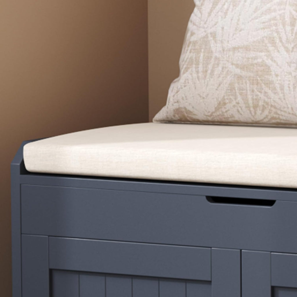 54.4" Shoe Bench with Lift Top Storage, Entryway Bench with Cushioned Seat, Wooden End of Bed Bench, Shoe Cabinet