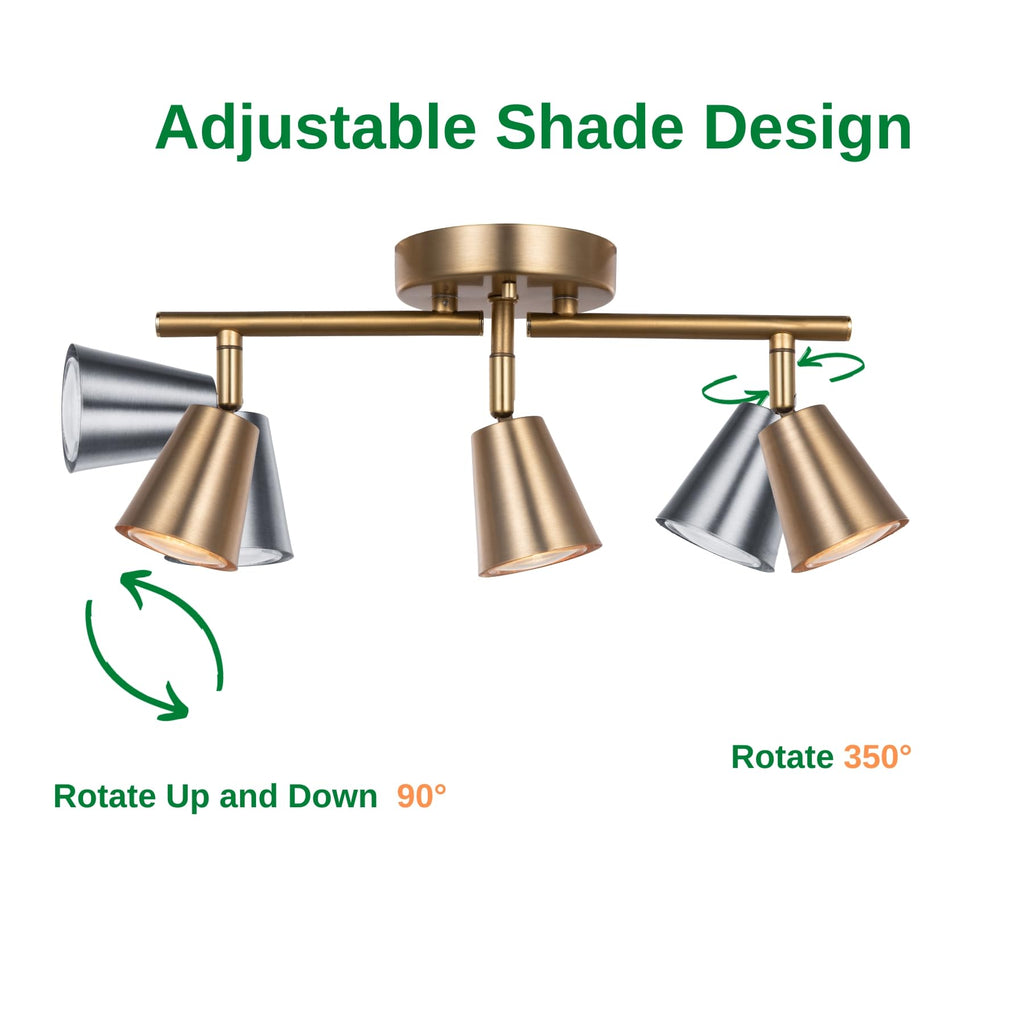 3 Light Track Lighting Kit, Matte Brass Finish Adjustable Flexibly Rotatable Light Head Modern Ceiling Spot Light