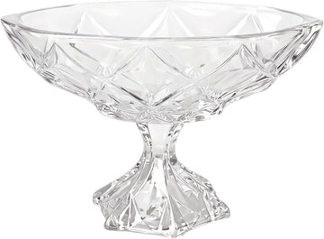 Crystal Bowl, Salad Bowl, Oval Serving Bowls Clear Crystal Glass Decorative, Fruit Plate with Cut Pattern, Table
