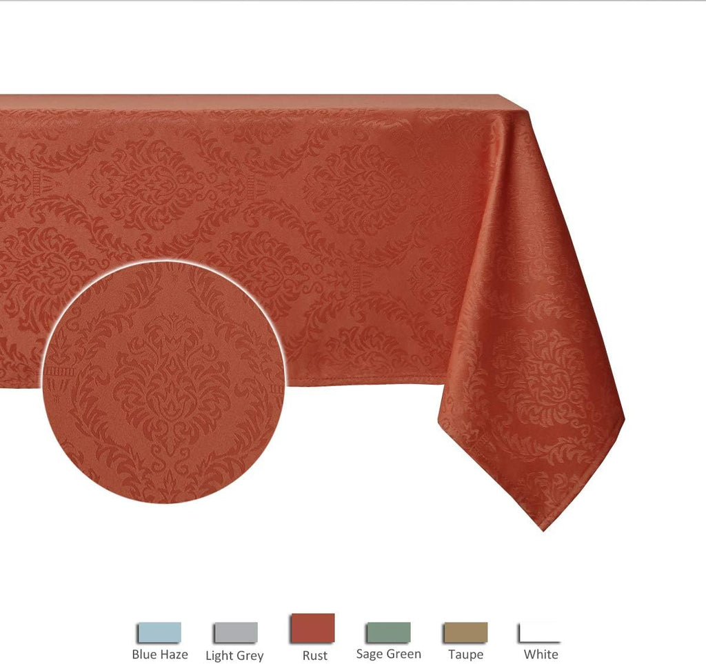 Jacquard Table Cloth Damask Design Water Proof Wrinkle Free Heavy Weight Soft Tablecloth Decorative 