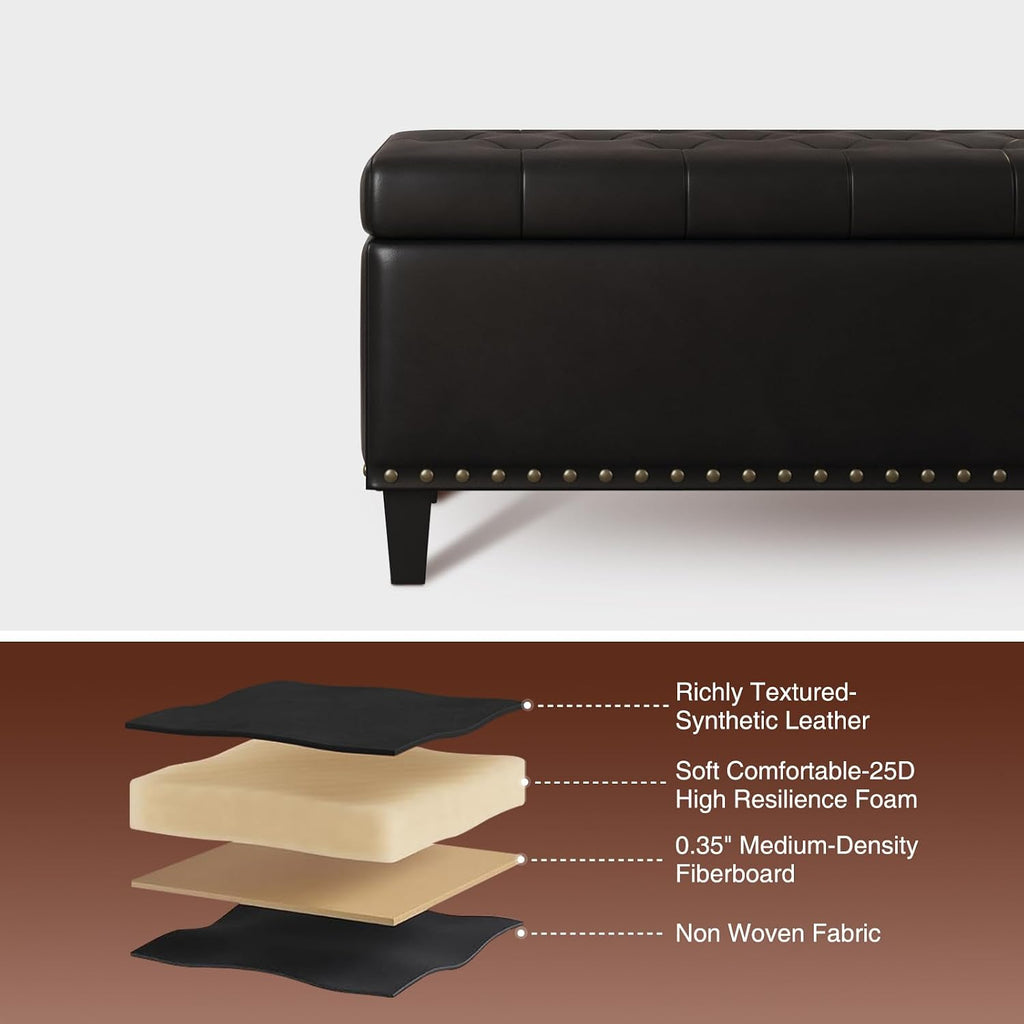 51 Inch Storage Ottoman Bench,Large End of Bed Storage Bench | Faux Leather Ottoman with Storage,30