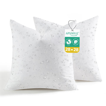 Indoor & Outdoor Pillows 28x28 Feather Down Euro Pillows 2 Pack