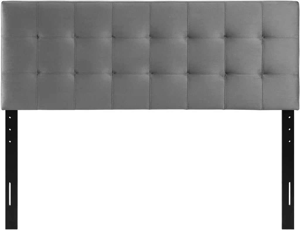 Lily King Biscuit Tufted Performance Velvet Headboard, Gray