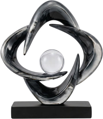 Modern Abstract Sculpture Decor, 10.8" Gray Resin Art Statue | Transparent Gray Resin Art Statue for Coffee Table