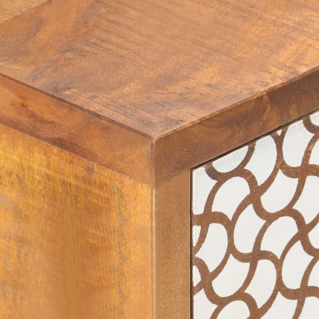 Mid-Century Sideboard Cabinet with 6 Drawers, Solid Mango Wood Accent Storage Chest , 35.4x11.8x27.6 Inches