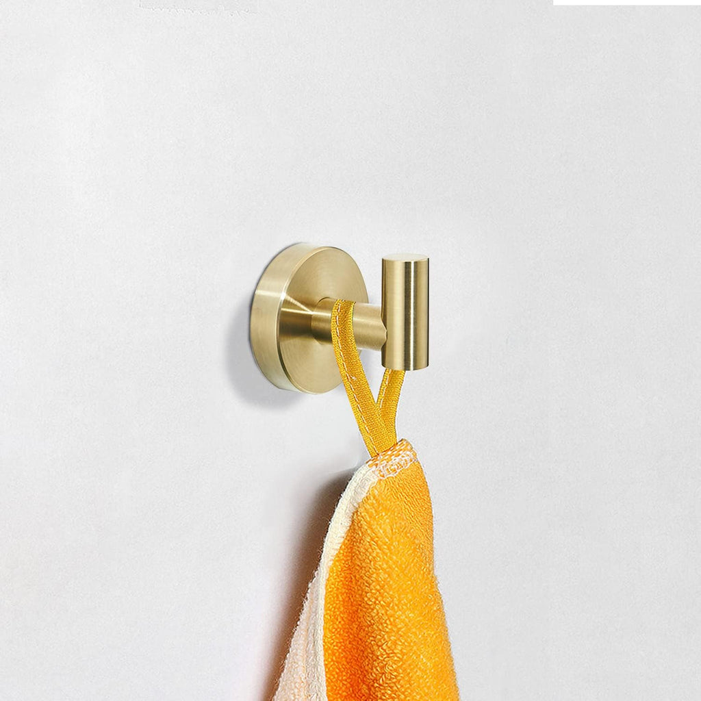 Gold Bathroom Hardware, Toilet Paper Holder Towel Ring and Robe Hook Brushed Gold Bathroom Accessories Set Wall Mount