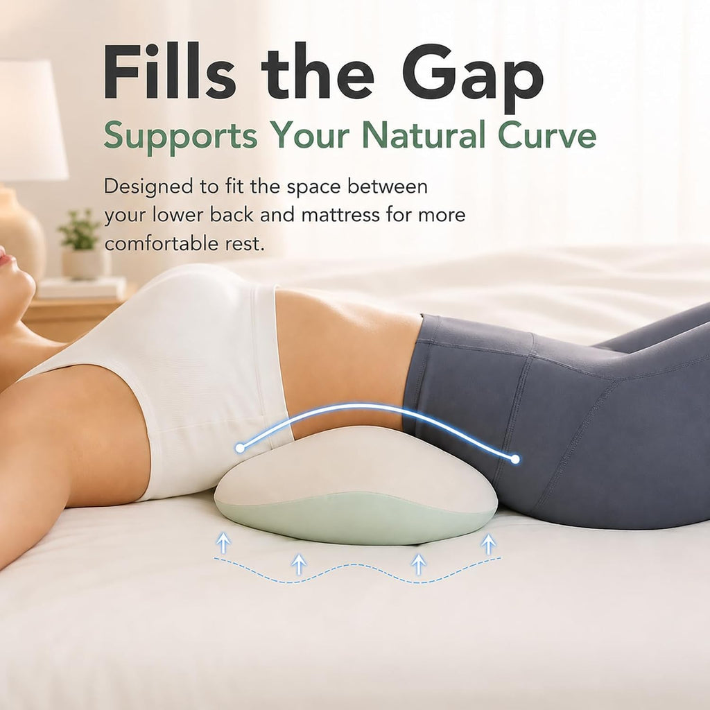 Lumbar Support Pillow for Bed, Memory Foam Lower Back Pillow for Sleeping