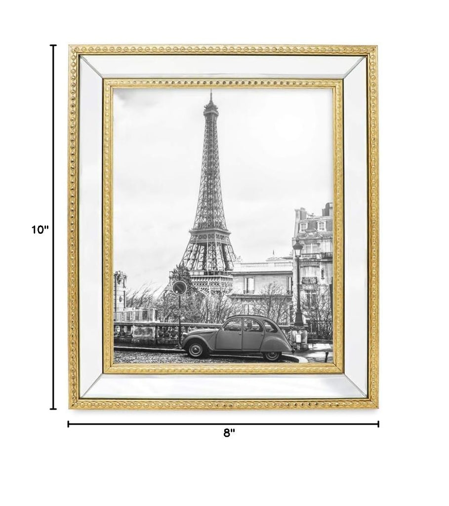 Jacobs 8x10 Gold Mirror Bead Picture Frame - Classic Mirrored Frame with Dotted Border Made for Wall Display