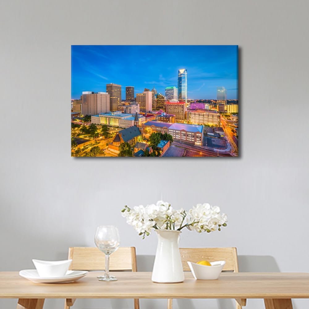1 panel Canvas Wall Art Decor Oklahoma City Picture Printing Wall Art City Skyline Theme Poster Prints on Canvas Home