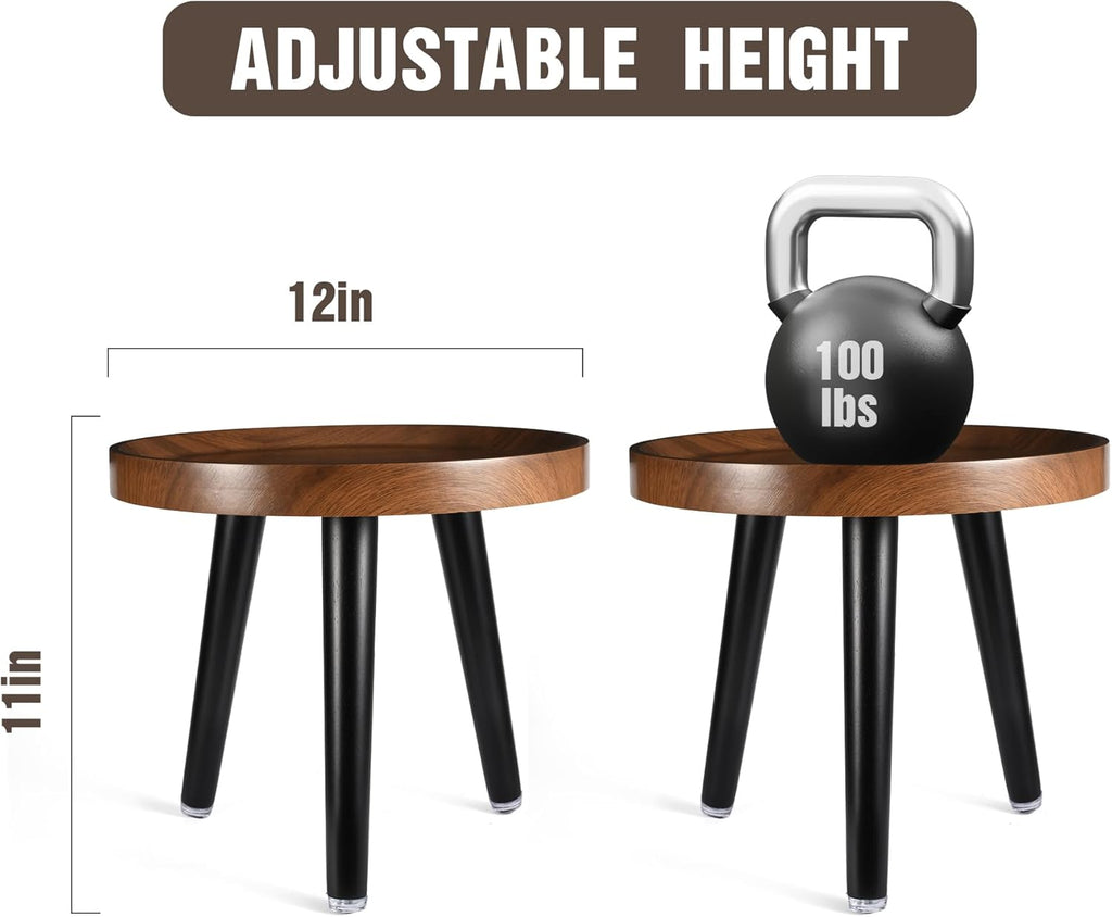 Indoor Plant Stand,Tall Stand with Raised Design(Walnut,12x10.8 in) | 2 Pack Wood Mid Century Plant Table in Walnut