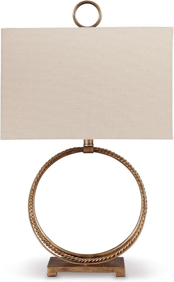 Signature Design by Ashley Mahala Traditional 28" Braided Metal Round Single Table Lamp, 3-Way Switc